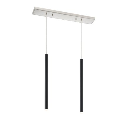 Z-LITE Forest 2 Light Island/Billiard, Brushed Nickel & Matte Black 917MP24-MB-LED-2LBN